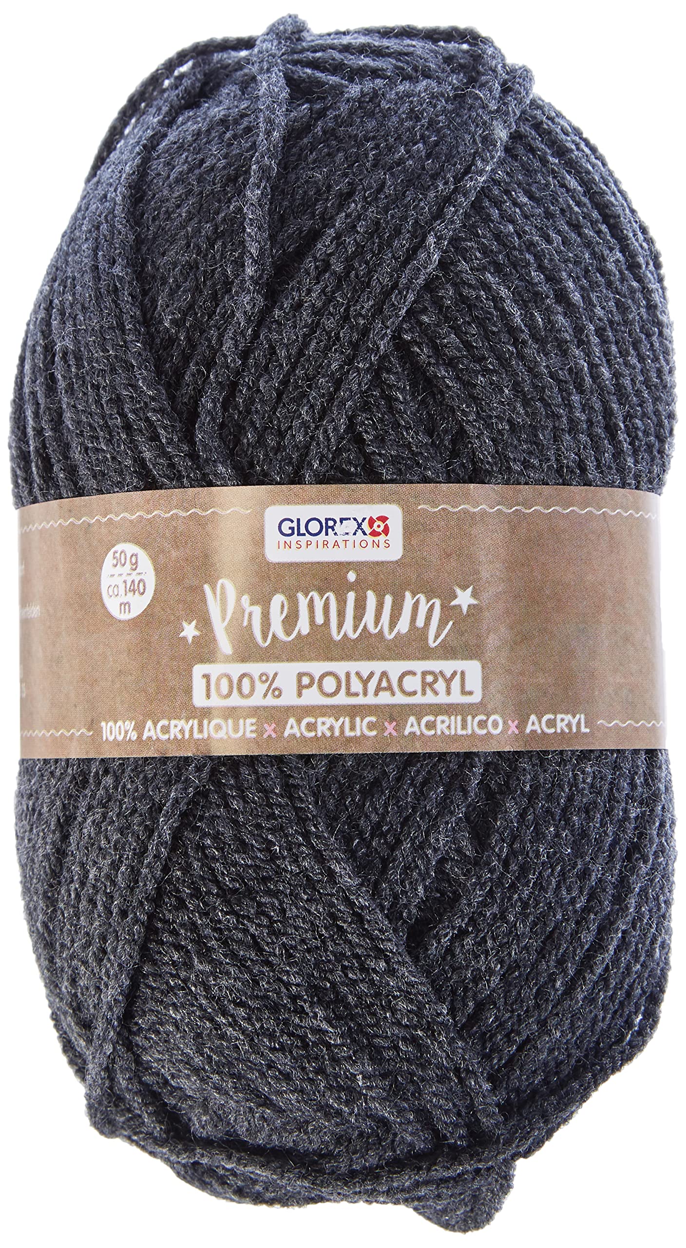 Glorex 5 1001 14 Premium Wool 100% Acrylic Easy to Use Multi-Purpose Warm Soft Non Scratch 50 g Approx. 140 m, Anthracite
