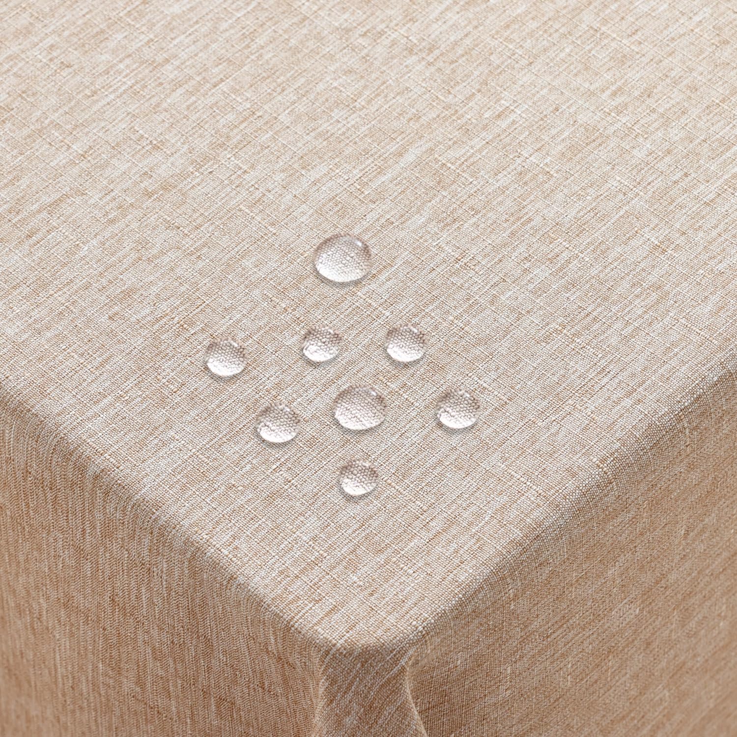 Homaxy Linen Table Cloth Wipe Clean 130x160 cm, Wipeable Water Resistant Rectangular Tablecloth, Fabric Washable Dining Table Cover for Kitchen Indoor Outdoor, Linen