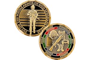 MILITARY VETERAN PRODUCTS Armor of God Challenge Coin - 2 Inch Diameter - Modern Version Ephesians 6:11-18 - Disabled Vet Owned Business | Armor of God Coin