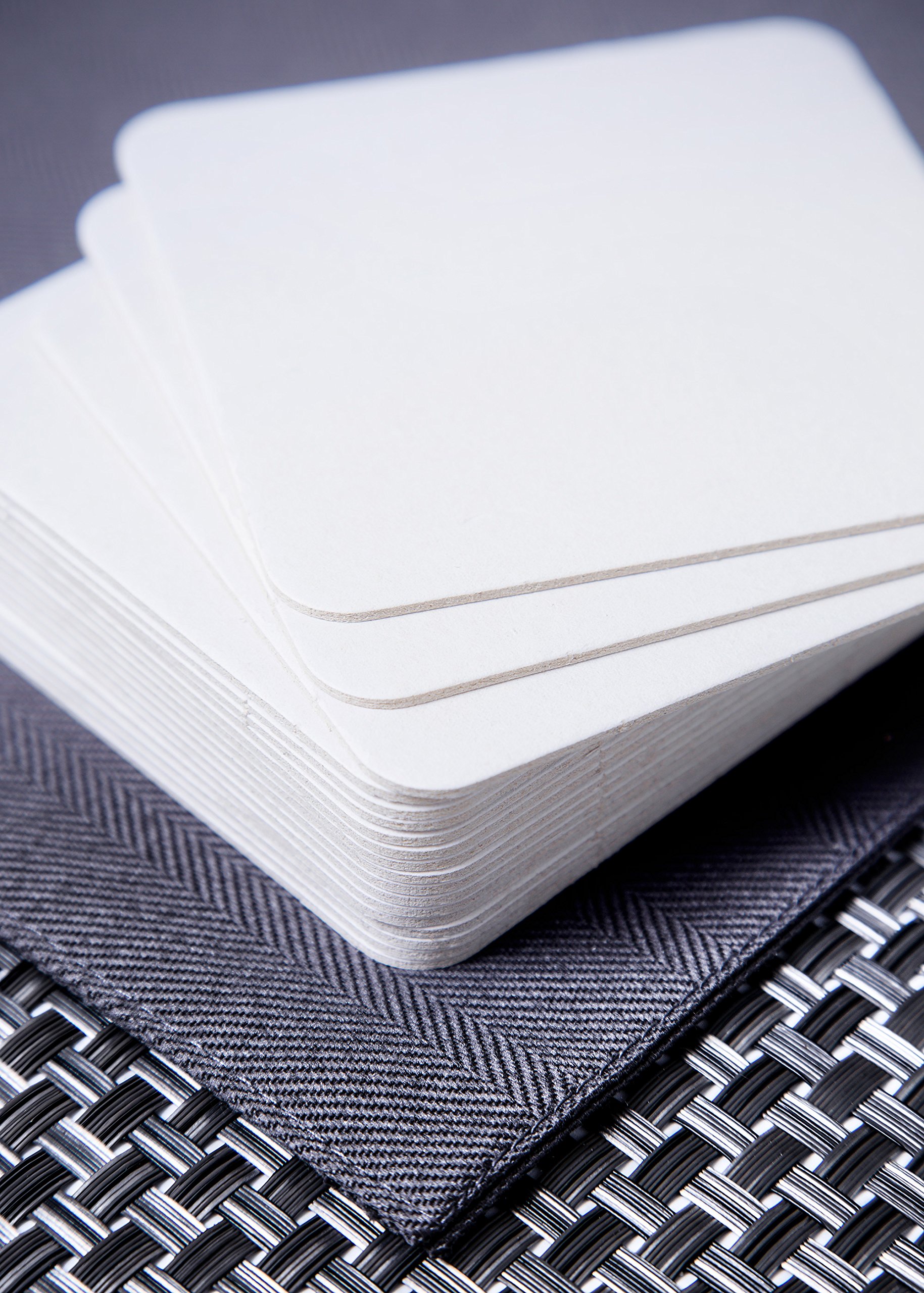 Cardboard Coasters 100 pack 4"x4" Square White Blank Coasters Bulk