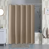 Shower Curtain 152 x 182 cm with Metal Hooks Khaki Waffle Fabric view 2