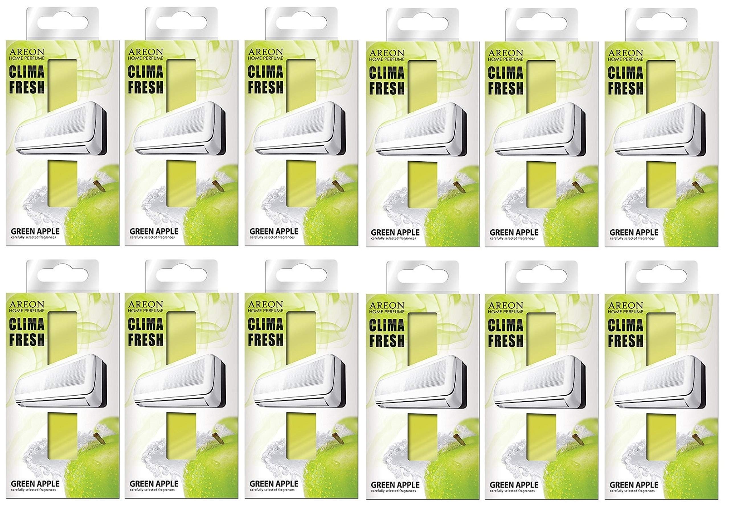 Areon Clima Air Freshener Home Conditioner Green Apple Multi Pack Set of 12