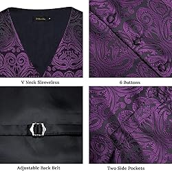DiBanGu Mens Vest and Tie Set Formal Paisley