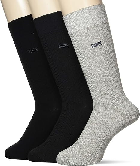 Amazon グンゼ ソックス Edwin エドウィン 靴下 クルー丈 抗ウイルス加工 3足組 メンズ Aアソート 25 27 スポーツソックス 通販