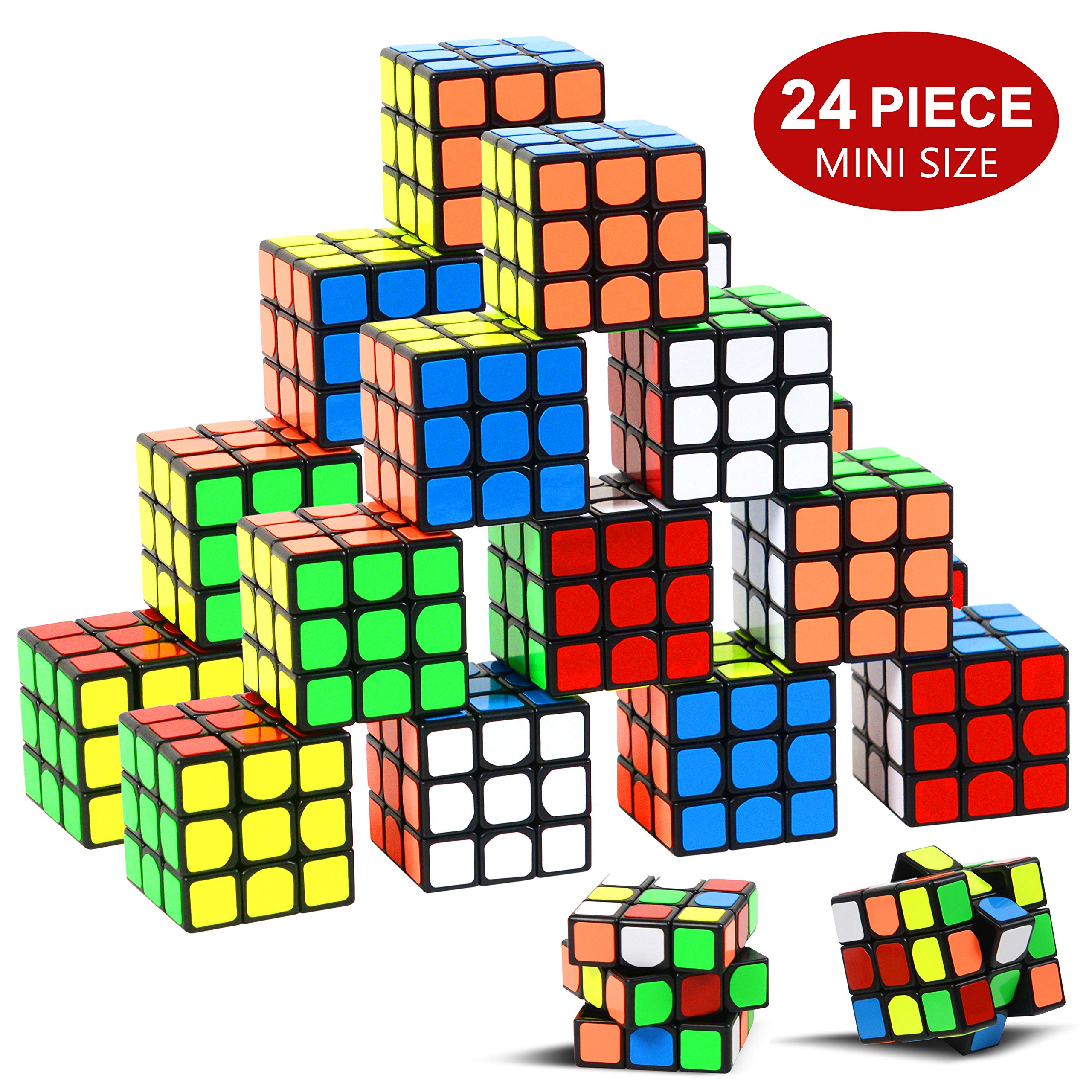 Nunki Toy Party Puzzle Toy,24 Pack Mini Cubes Set Party Favors Cube Puzzle, 1.18 Inch Magic Cube Eco-friendly Safe Material with Vivid Colors,Fidget Toys for Boys Girls Kids Toddlers