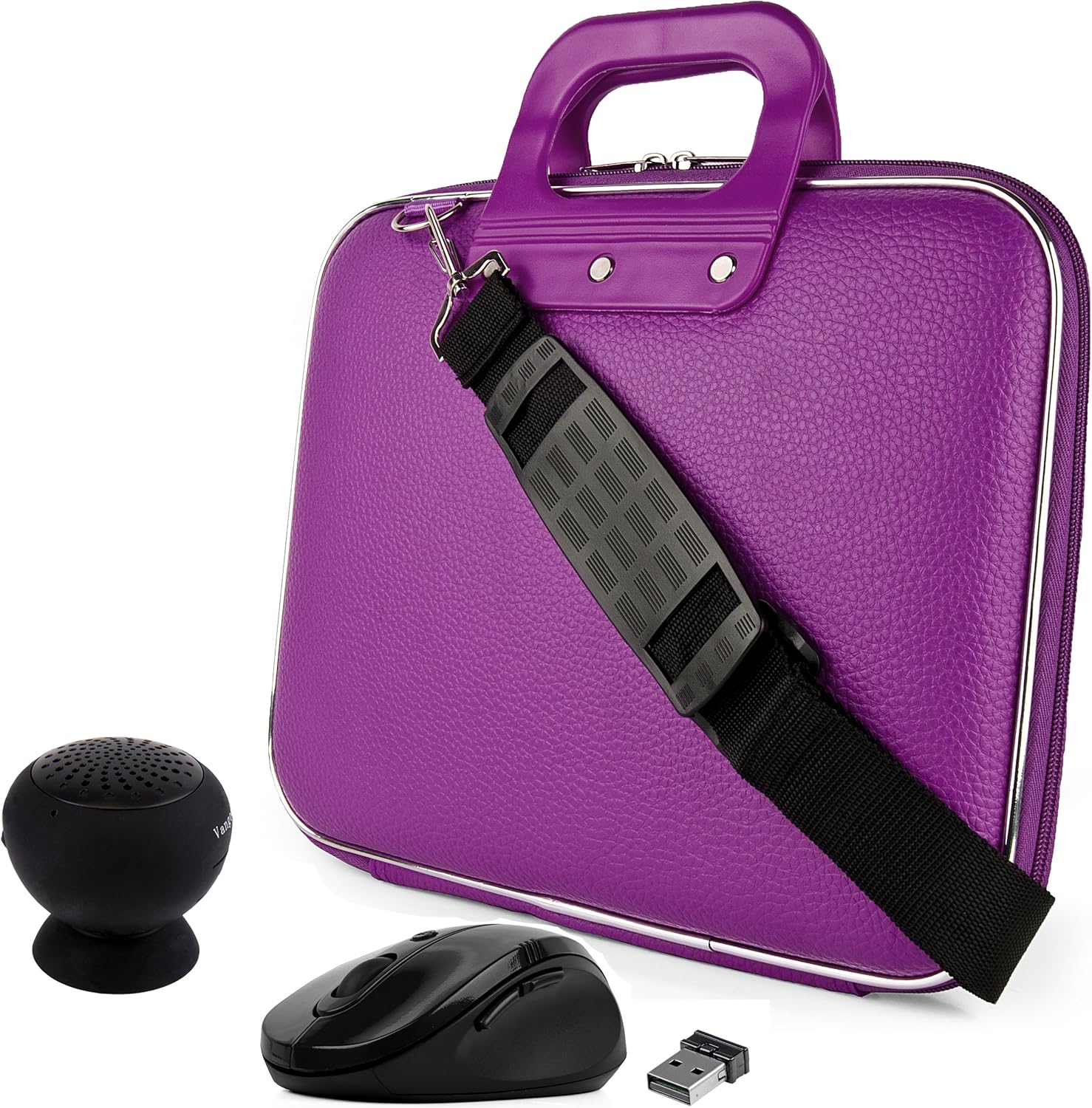 Purple Laptop Carrying Case Bag, Mouse, Speaker for Apple