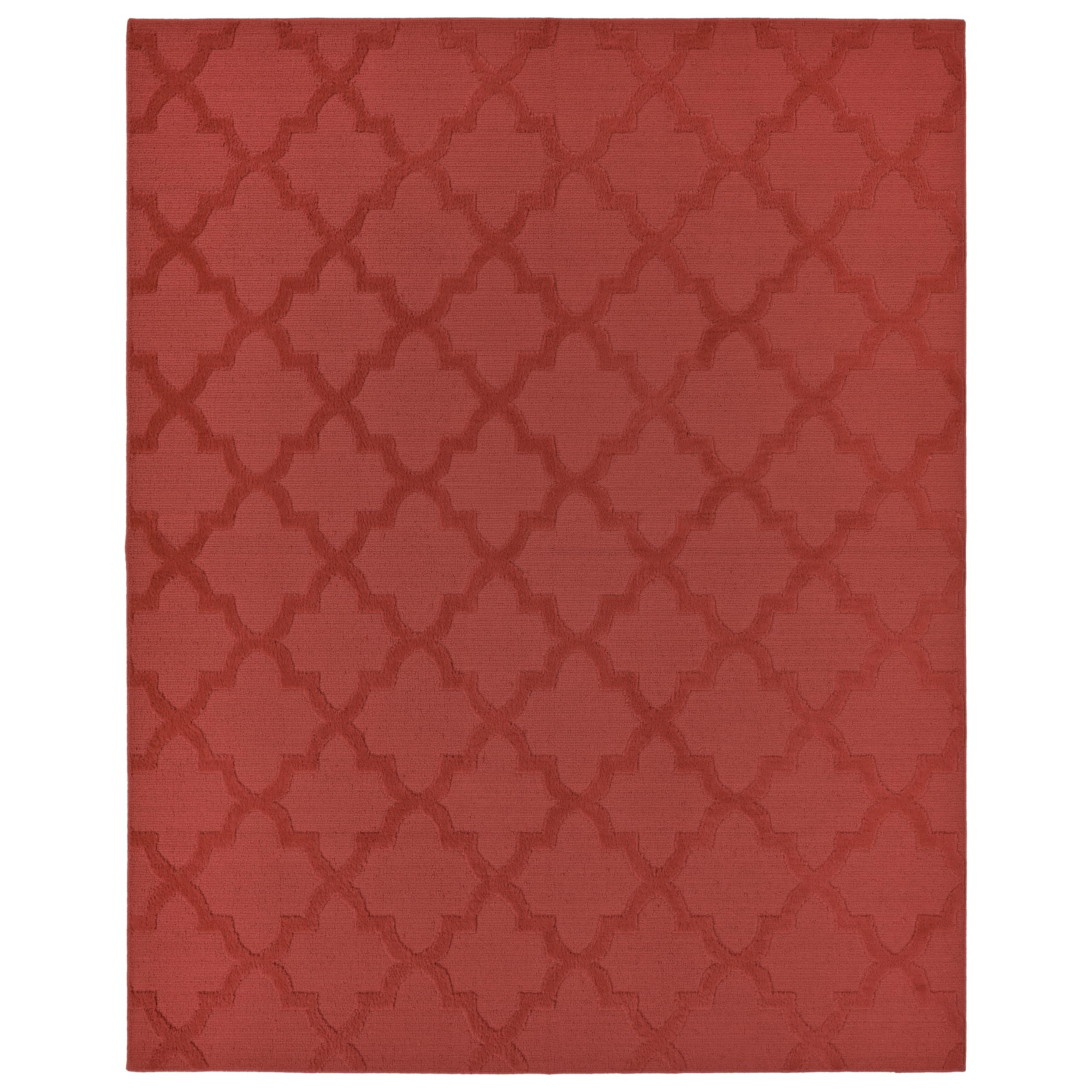 Photo 1 of *** USED ***Garland Rug Quatro Chili Red 12' x 15' Cut-Loop Trellis Area Rug –Soft, Comfortable, Stylish & Budget-Friendly Rug in a Beautiful Solid Chili Red