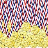 Fasmov 100 Pieces Kids Plastic Winner Medals, Winner Award Medals for Kids Sports Awards, Games Competitions, Prizes, Party F