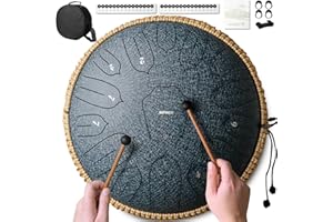 NIPINUS Rain Drum for Outside Garden, Large Steel Tongue Drum - 12 Inch 15 Notes Metal HandPan Drums,Waterproof Rain Chime,Musical Gifts