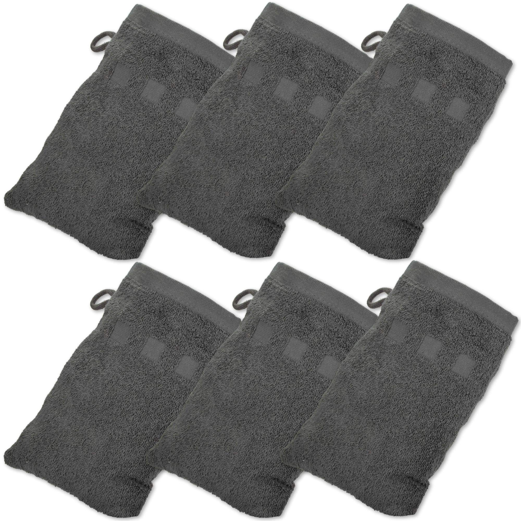 Made Easy Kit Bath Mitts - Pack of 6 - (15.24 CM x 22.86 CM) European Style Washcloth by MEK (Charcoal, 15 CM x 23 CM) — image 1