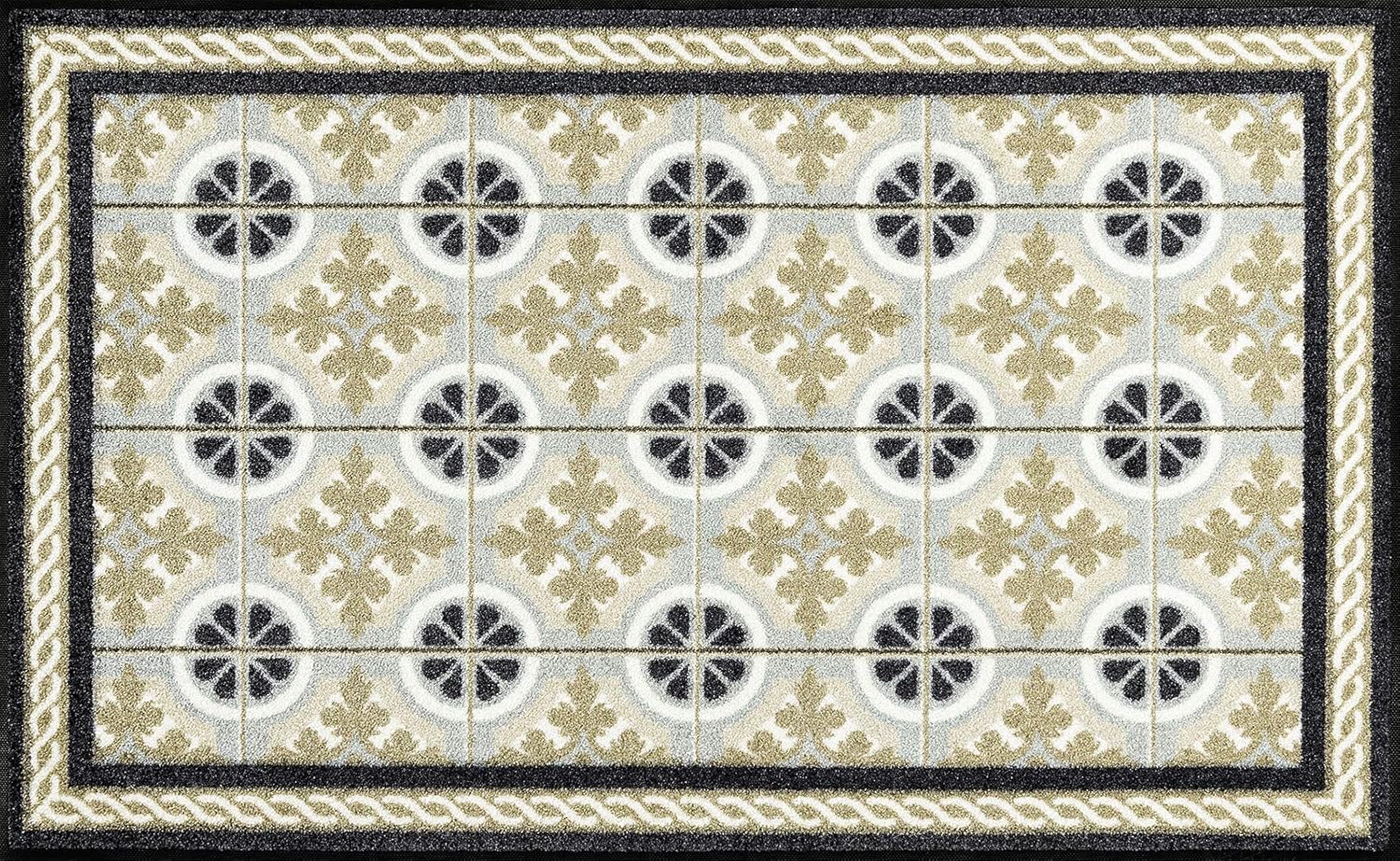 wash+dry Kitchen Tiles Doormat 75 x 120 cm Washable Indoor and Outdoor Use, Beige, 75 x 120 cm (Rectangular)