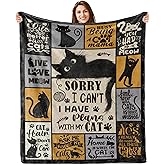Wyhcxl Black Cat Gifts, Cat Gifts for Women, Black Cats Lovers Gift for Girls, Women, Cats Lovers Birthday Gift Ideas, Special Day for Her, Happy Birthday, Christmas, Valentine's Day Blanket 60"X 50"