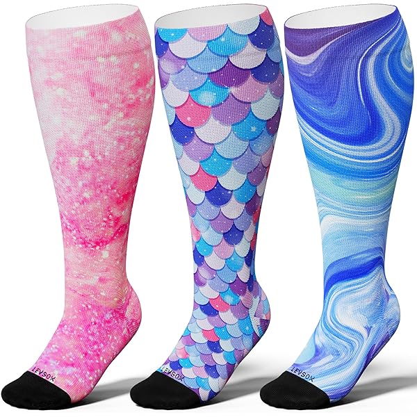 Genovega 3 Pairs Knee-High Compression Socks, 15-20 MmHg, Wide - View #6