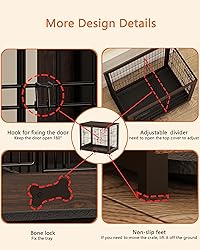 Piskyet Wooden Dog Crate Furniture with Divider
