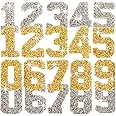 Number Rhinestone Patches,20pcs Number Iron on Patches,2 Set Number 0-9 Rhinestone Patches Appliques Number Patches Iron On Glitter for Clothing Repair Decorative,DIY Craft Making(Gold,Silver)
