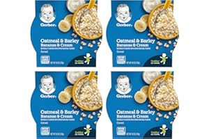 Gerber Breakfast Buddies Toddler Cereal, Oatmeal & Barley Bananas & Cream Cereal, Non-GMO Whole Grain Oats, Yogurt & Real Fruit, For Toddlers, 4.5 OZ (Pack of 4)