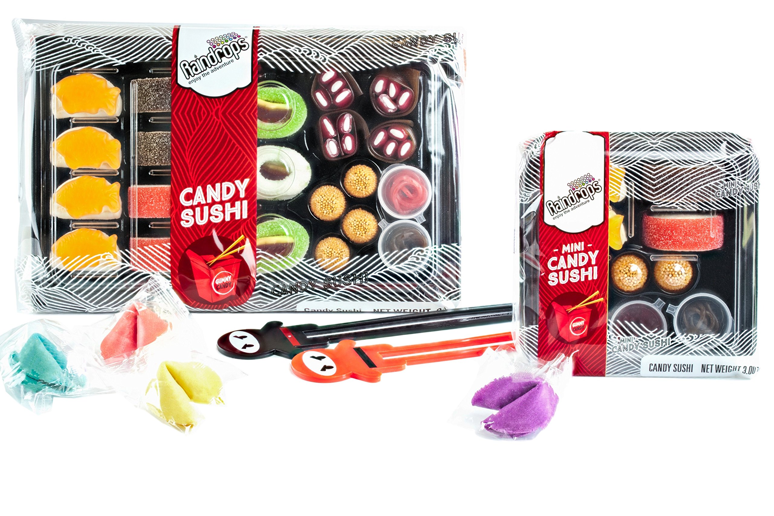 2 Raindrops Gummy Sushi Candy Bento Sets (1 Large, 1 Small