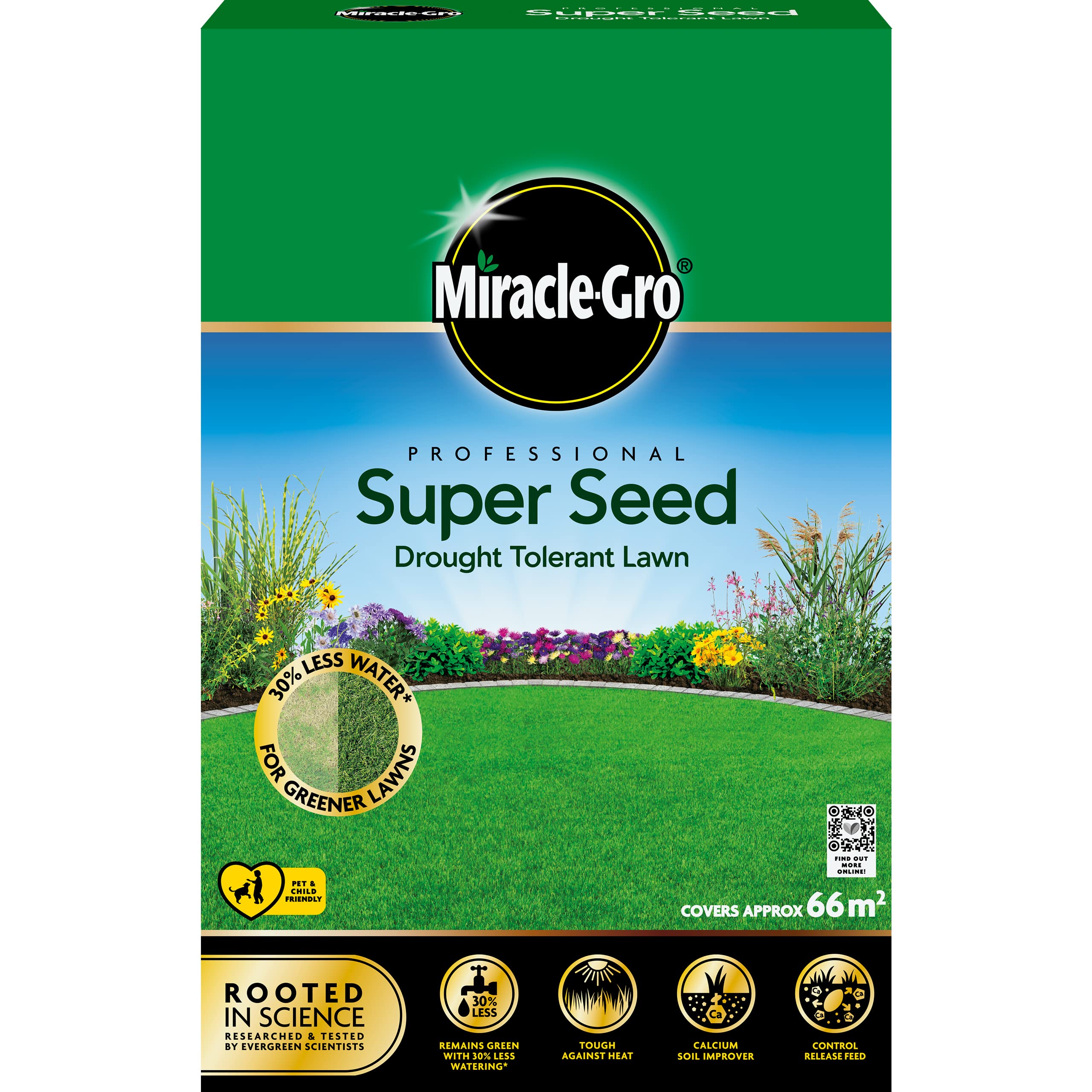Miracle-Gro Professional Drought Tolerant Lawn Seed, 66 m2, Green
