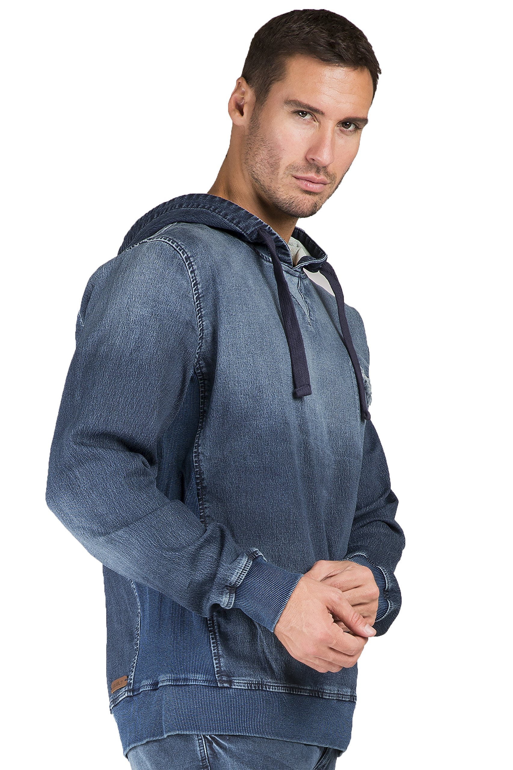 denim pullover hoodie