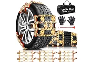 LEZCUFER Tire Chains, Snow Chains, Anti-slip for Trucks Car SUV RV, Emergency Tire Chains, Tire Width 225-285 mm, Set of 6