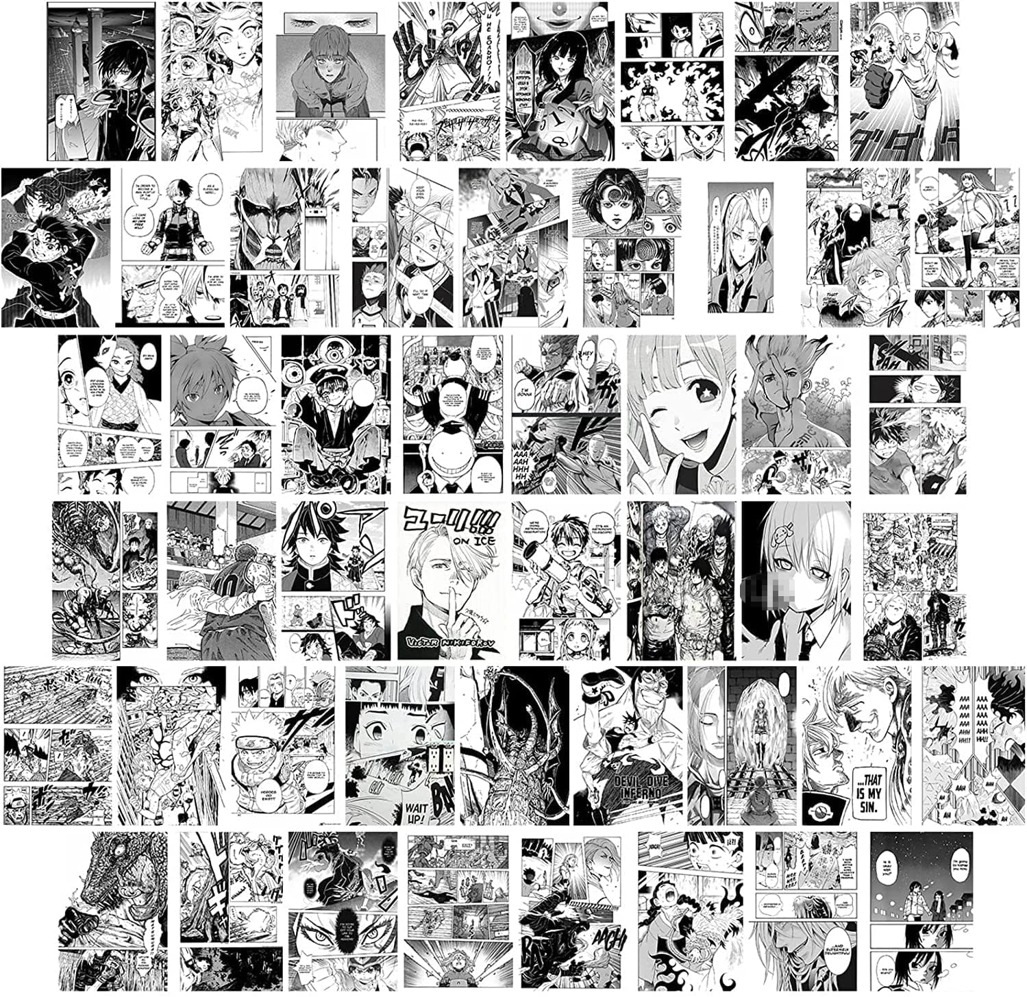 ZPPLD 50pcs Anime Wall Collage Kit,Anime Collage Kit for Wall Aesthetic,Anime Poster,Manga Posters,Aesthetic Picture for Wall Collage,Animes Posters Dorm Decor Bedroom Decor for Animes Lovers