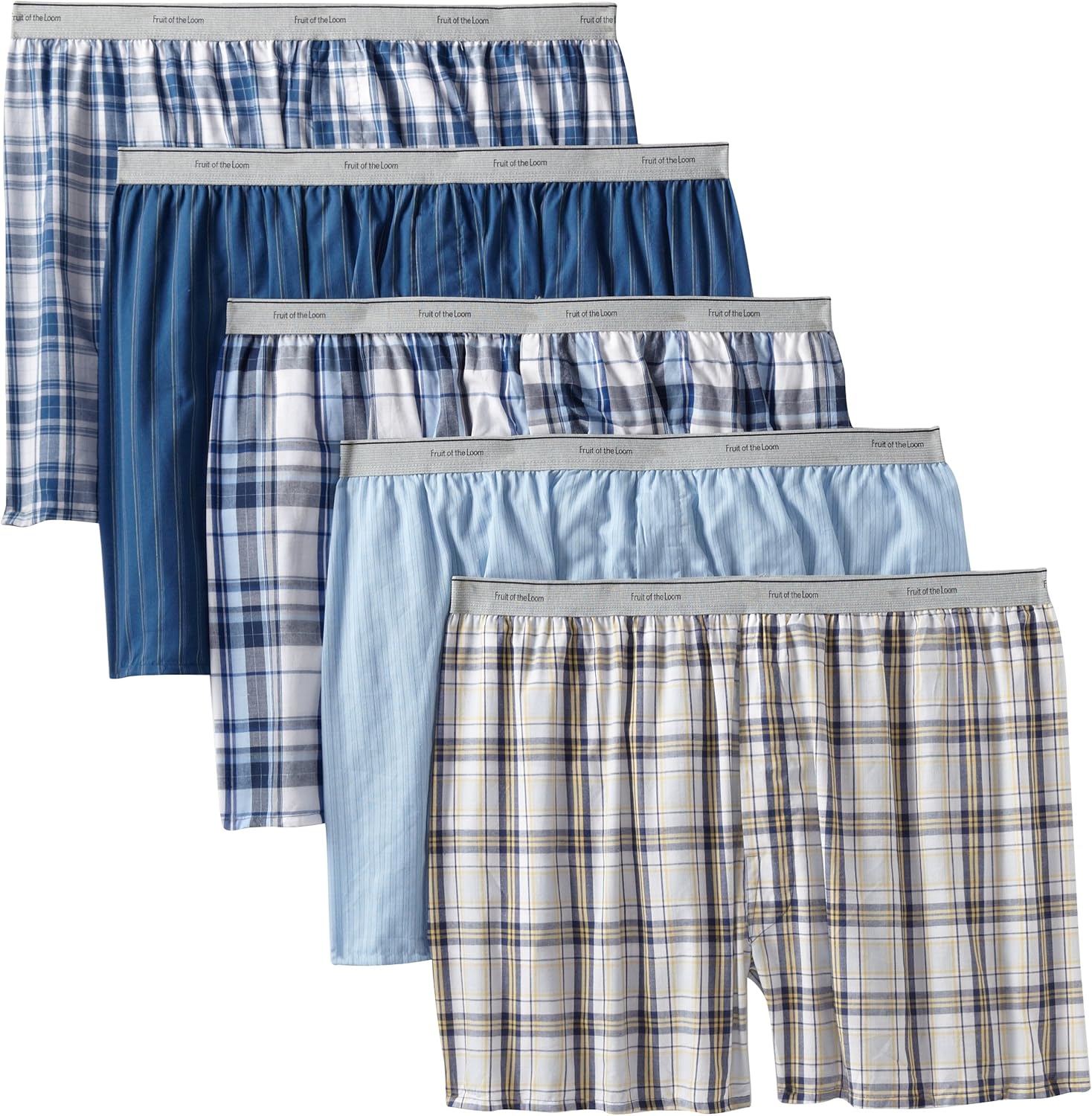 Fruit of the Loom Men's Big Exposed Waistband Woven Boxers(Pack of 5 ...