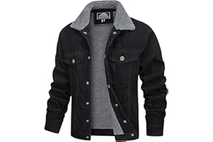 MAGCOMSEN Men's Corduroy Jacket Sherpa Lined Trucker Jackets Cotton Turn-Down Collar Warm Winter Jacket 5 Pockets