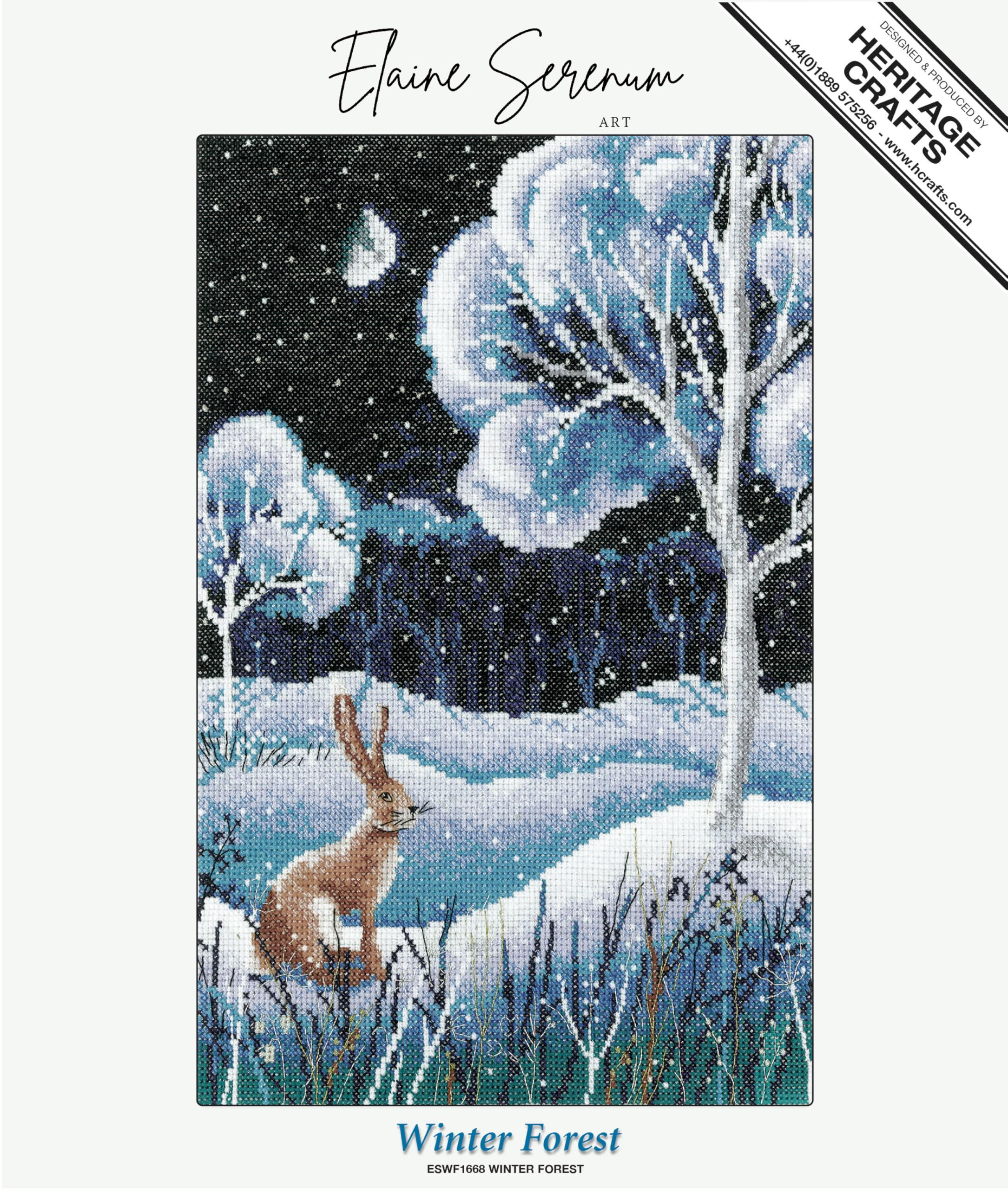 Heritage Crafts Winter Forest (Hare) Counted Cross Stitch Aida Kit Elaine Serenum