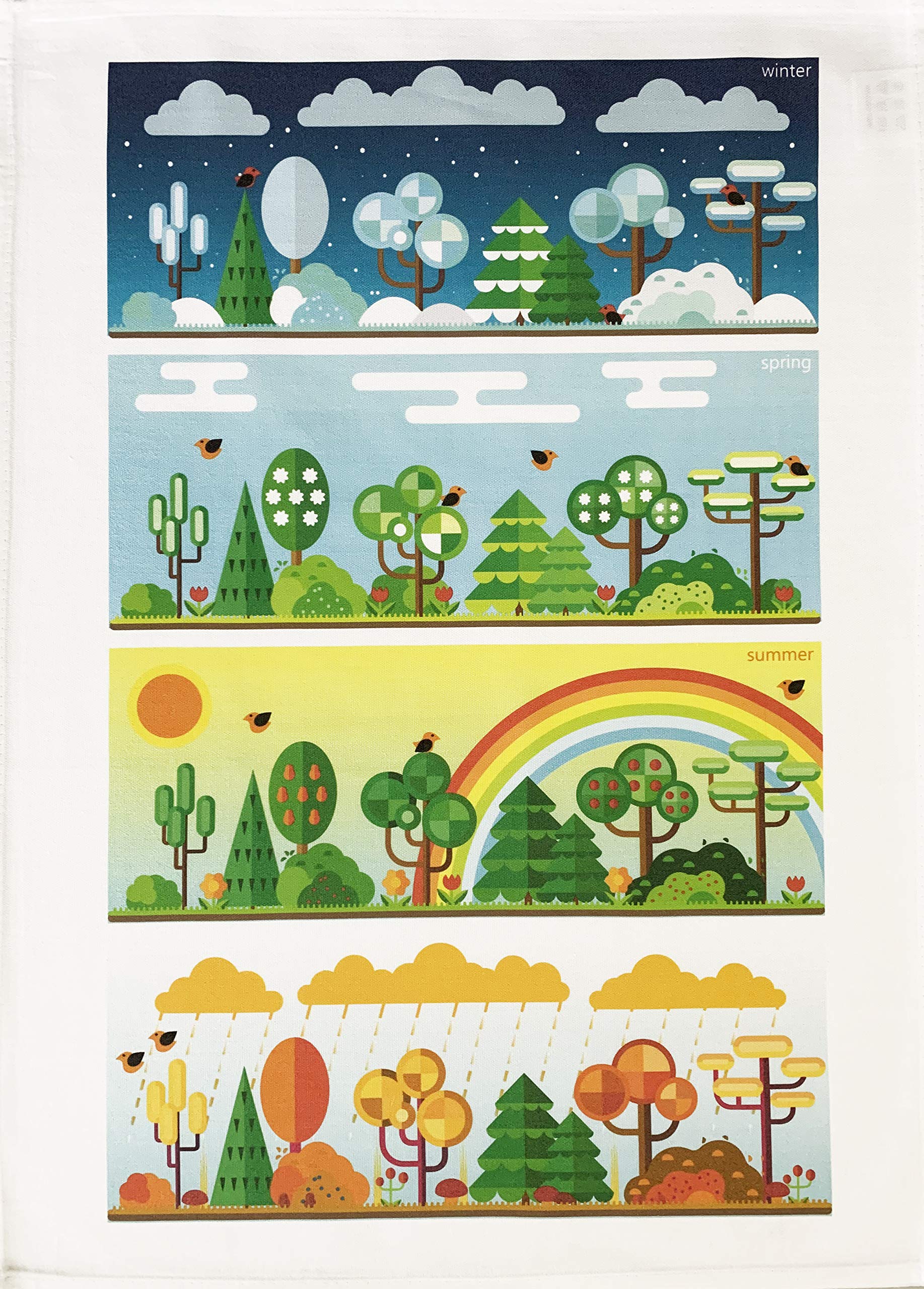 Half a Donkey The Four Seasons- Large Cotton Tea Towel