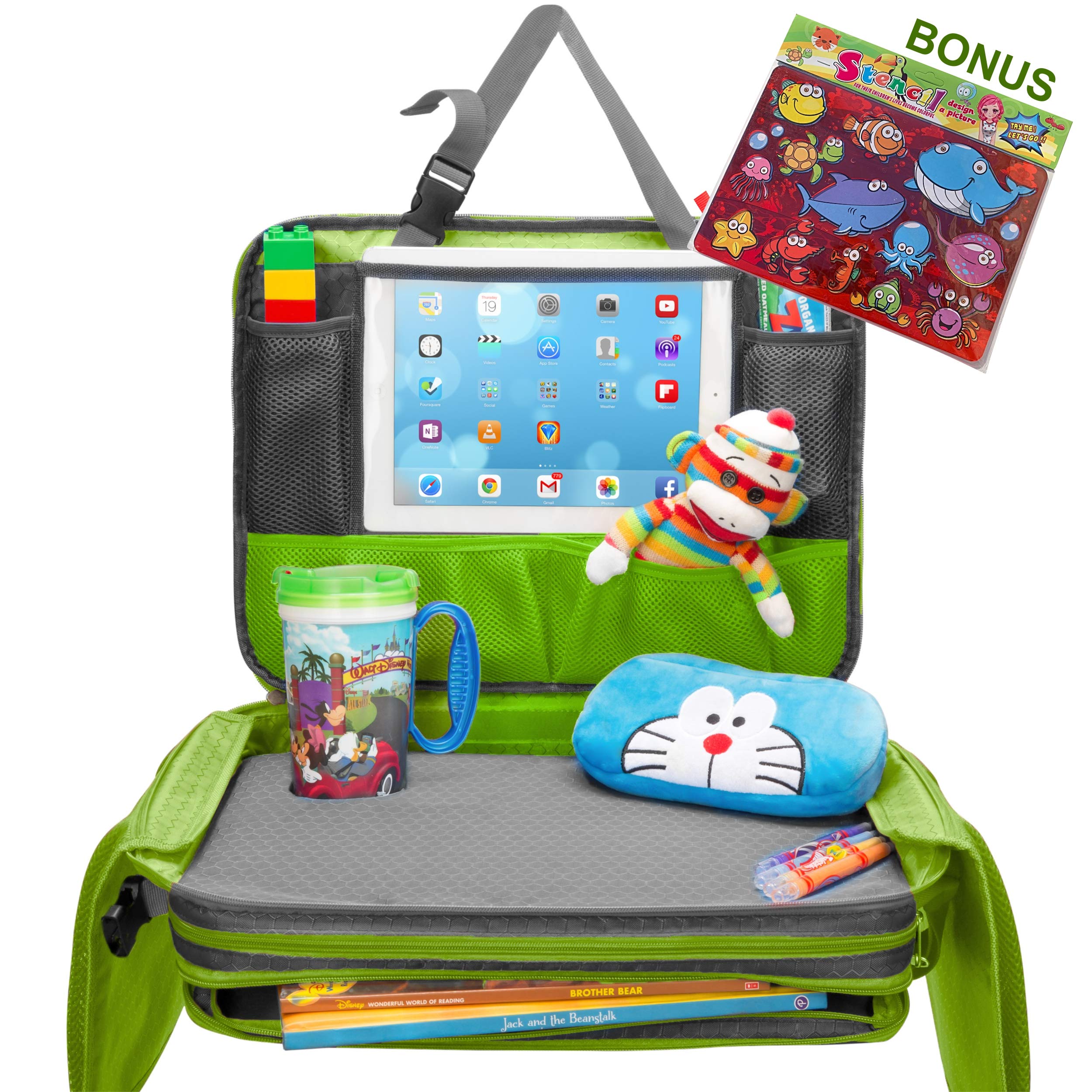 Kids Travel Tray Detachable Top 4in1 Car Organizer w
