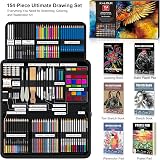 KALOUR 154PCS Art Supplies Sketching Drawing Kit with Sketchbook Tutorial Book view 2