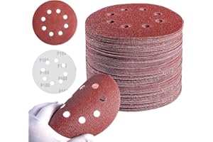 MIDO PROFESSIONAL ABRASIVE Sanding Disc 5 Inch 8 Hole Hook and Loop sanding pads for orbital sander 40/60/80/120/180/240/320 Grits-Pack of 72