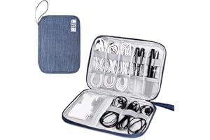 SELLYFELLY Travel Electronics Organizer Portable Cable Organizer Bag for Storage Electronic Accessories Case for Cord,Phone,Charger,Flash Drive (Navy Blue)