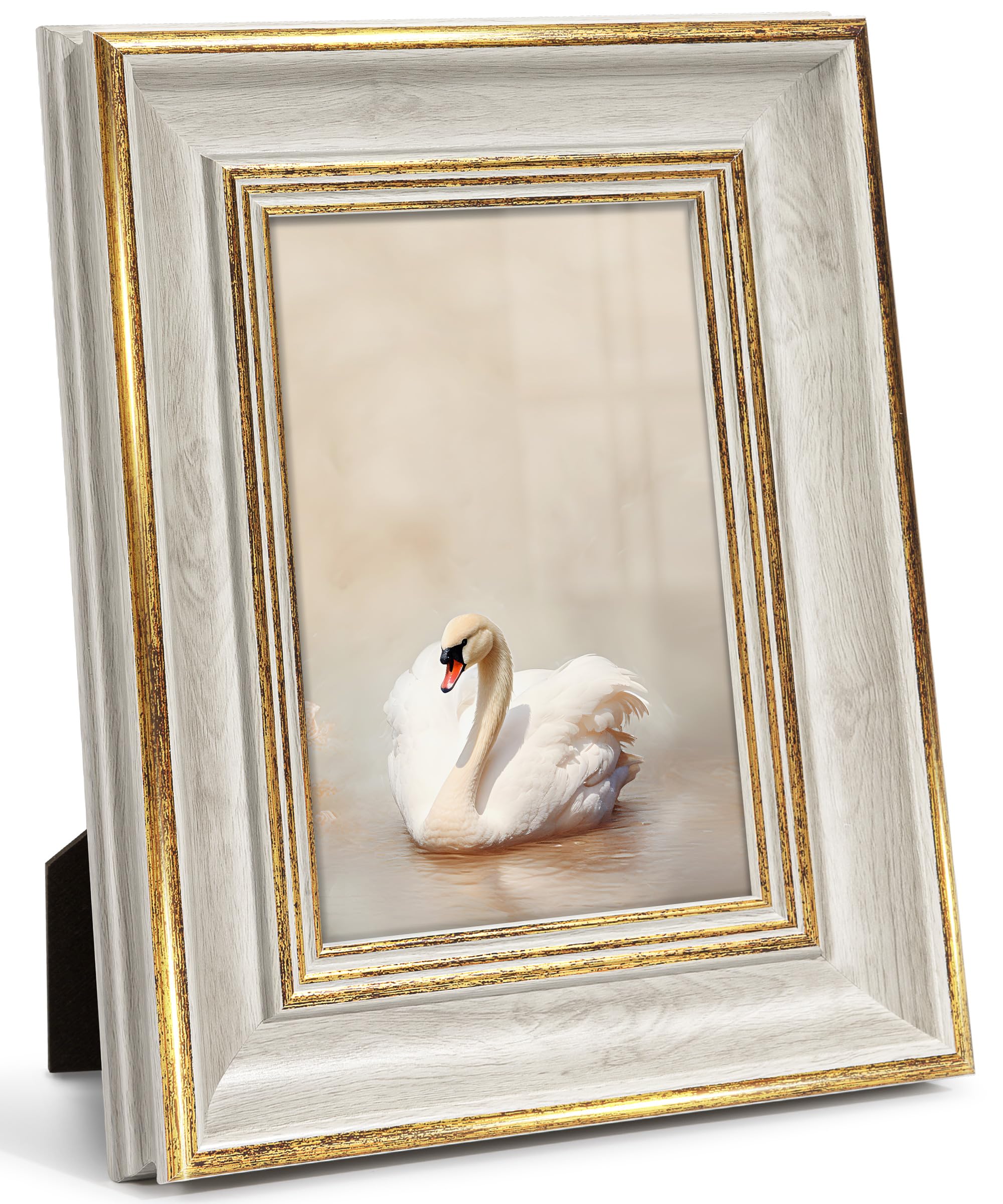 Photo 1 of Afuly 4x6 Picture Frames Vintage Antique Photo Frame Gold White for Tabletop Single Display Wall Hanging Tabletop Distressed Wedding Birthday Gifts for Grandma Friends Family