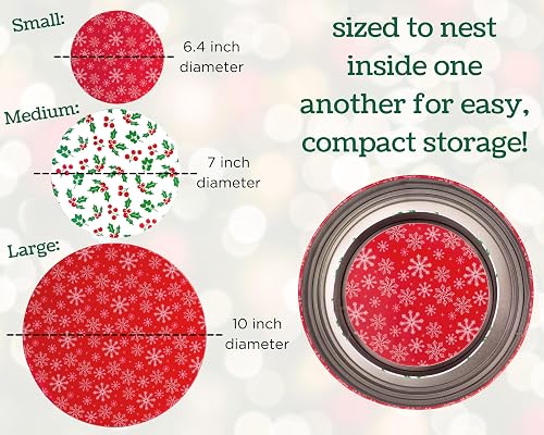 Steel Mill & Co Christmas Cookie Tins Set Of 3 - Square Nesting Metal Tins With Lids For Gifts & Treats
