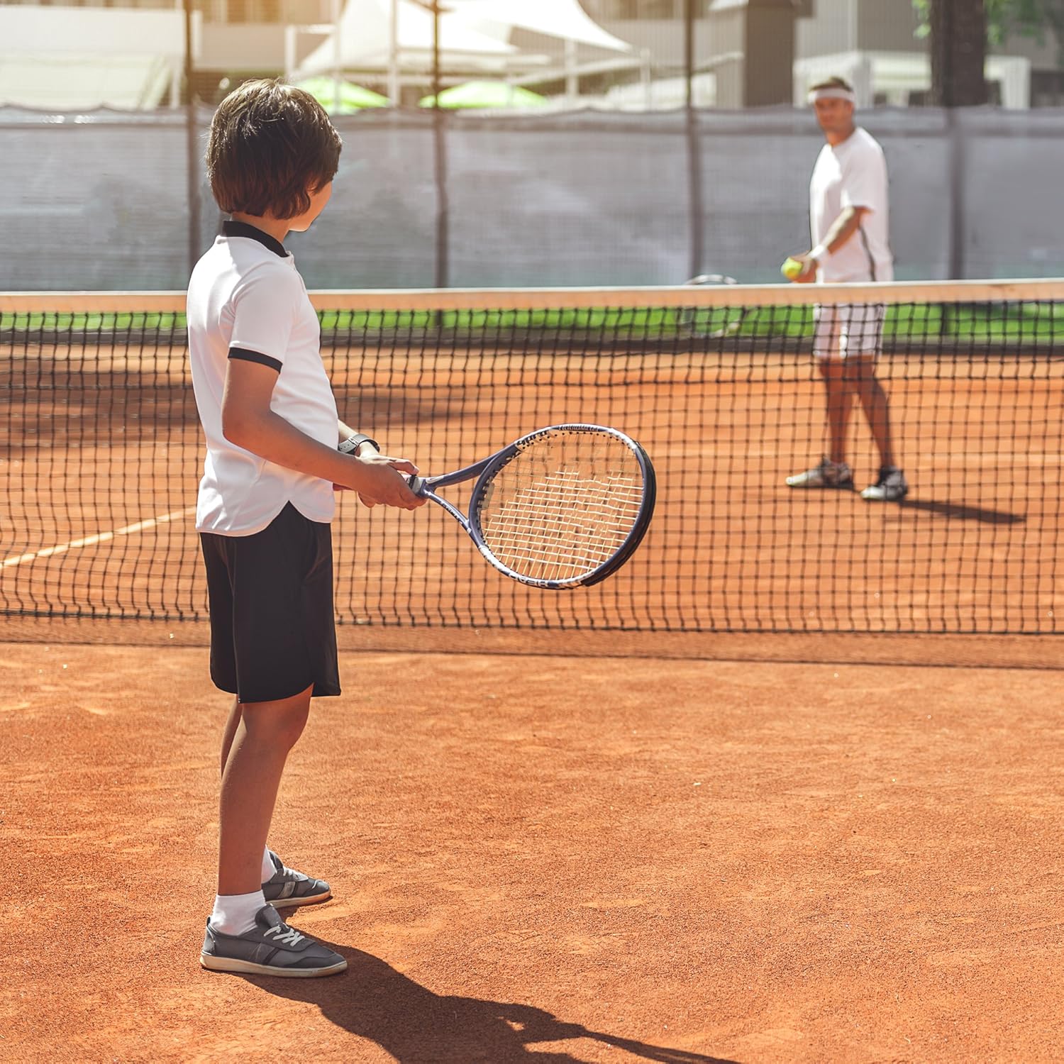 Crown Sporting Goods Standard Tennis Net with Winch Cable - 42" Plastic-Coated & Vinyl Netting - Full Size Replacement Sports Equipment for Indoor and Outdoor Tennis Courts - Carrying Bag Included : Sports & Outdoors
