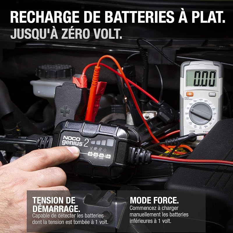 GENIUS2: Chargeur de Batterie Intelligent 2A 6V/12V – Maintien Automatique, Charge Lente & Désulfateur – Protection Surcharge & Compensation Température – pour Batteries Plomb & Lithium