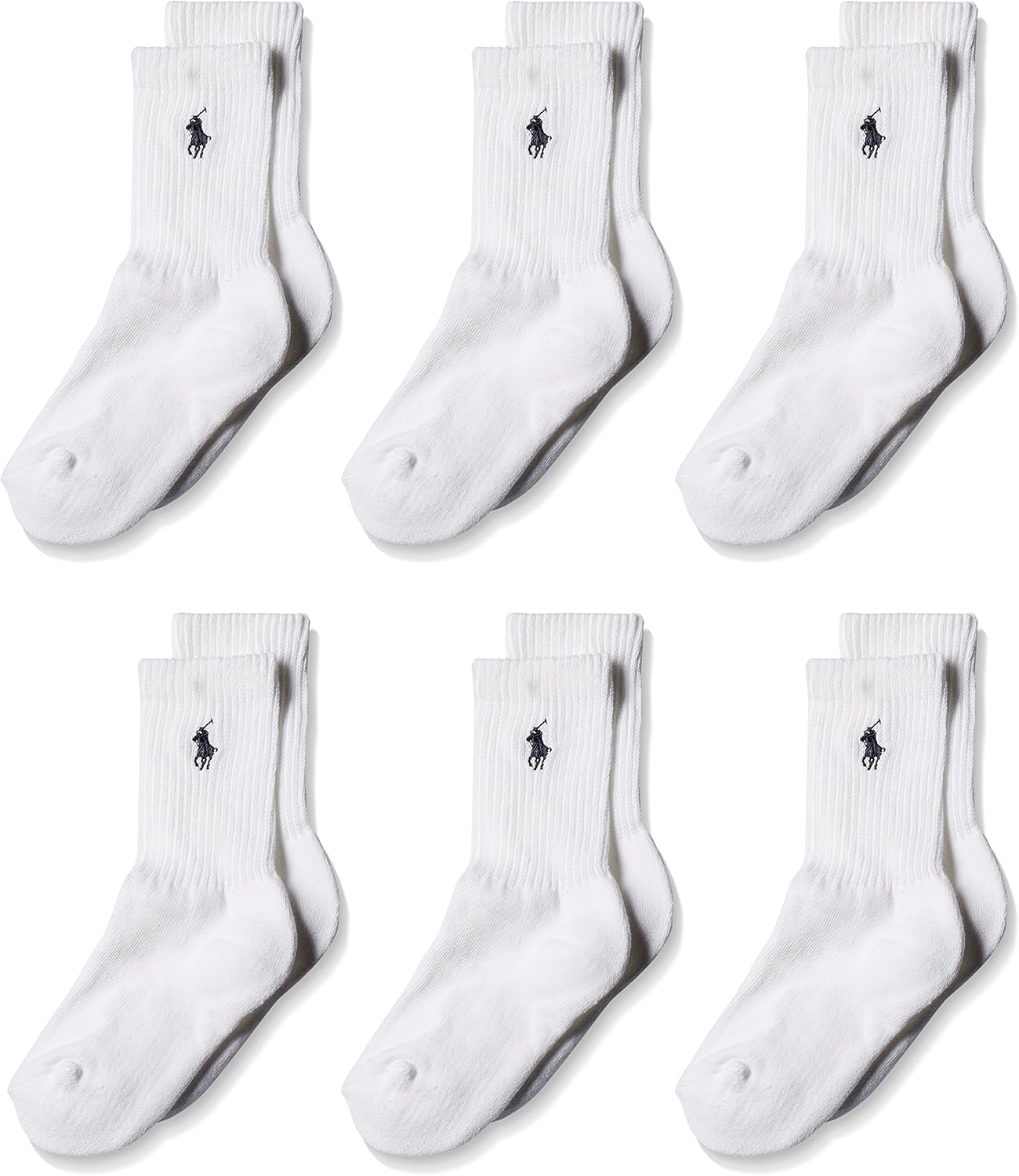 Polo Ralph Lauren Boy's 6-Pack Athletic Crew Socks (Toddler/Little Kid/Big Kid): Clothing