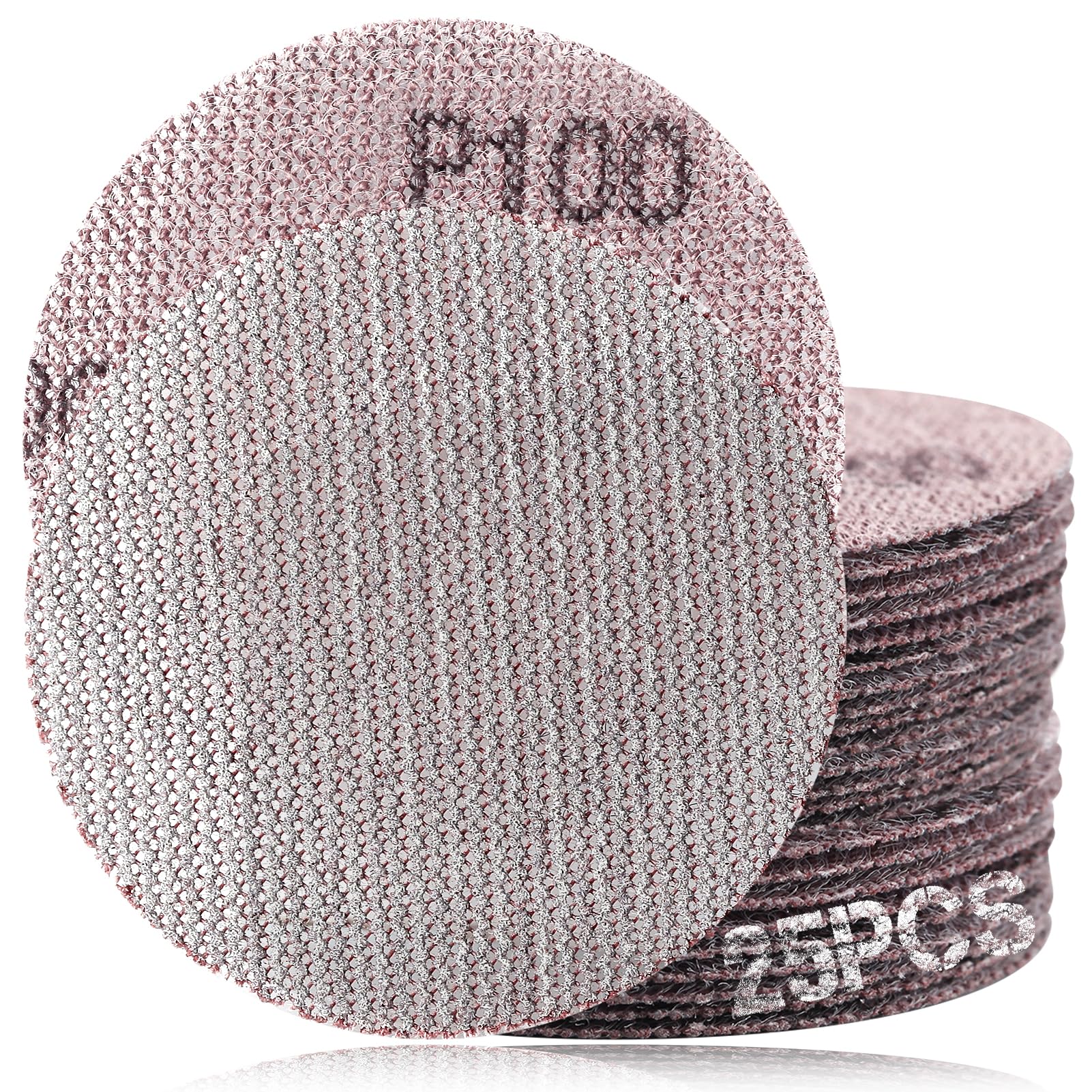 SPEEDWOX 3-Inch 100 Grit Mesh Abrasive Dust Free Sanding Discs, Virtually Dust-Free, Box of 25 Discs, Sanding Discs Hook And Loop For Metal, Wood, Composites, Stock Removal, And Fine Finishing
