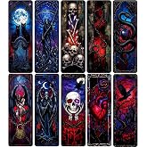 Dark Romance Stained Glass Bookmarks 10PCS - Gothic Skull Reaper Heart Snake Raven PVC Book Markers, Spicy Booktok Gifts for 
