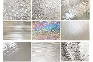 PALJOLLY (9 Packs) Clear Textured Stained Glass Sheets, 4 x 6 inch Translucent Cathedral Glass Sheets Iridescent Art Glass for Stained Glass Crafts and Projects