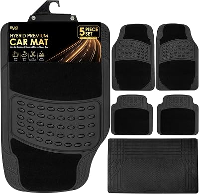 Nyxi 5 Piece Rubber Car Mat Set Front Rear Boot Mat 120x80 Universal