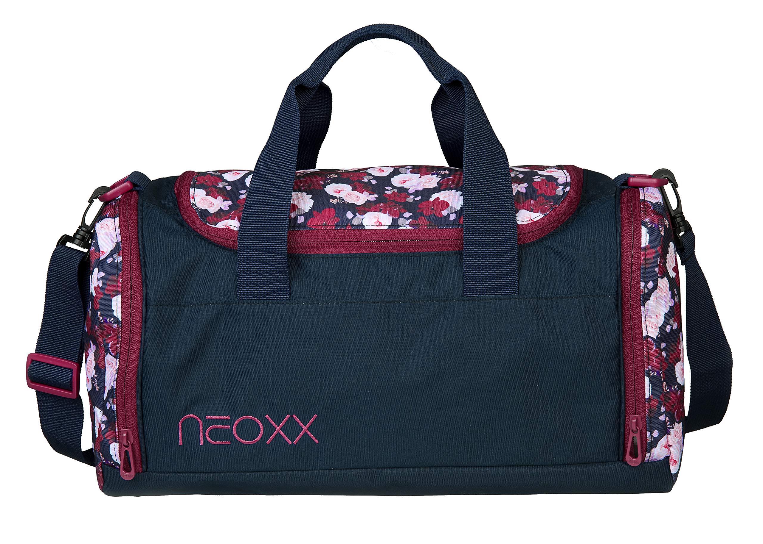 neoxx - Champ Sports Bag - Bag Made from Recycled PET Bottles - Ideal for Sports and School, Blue/red, S, My Heart Blooms