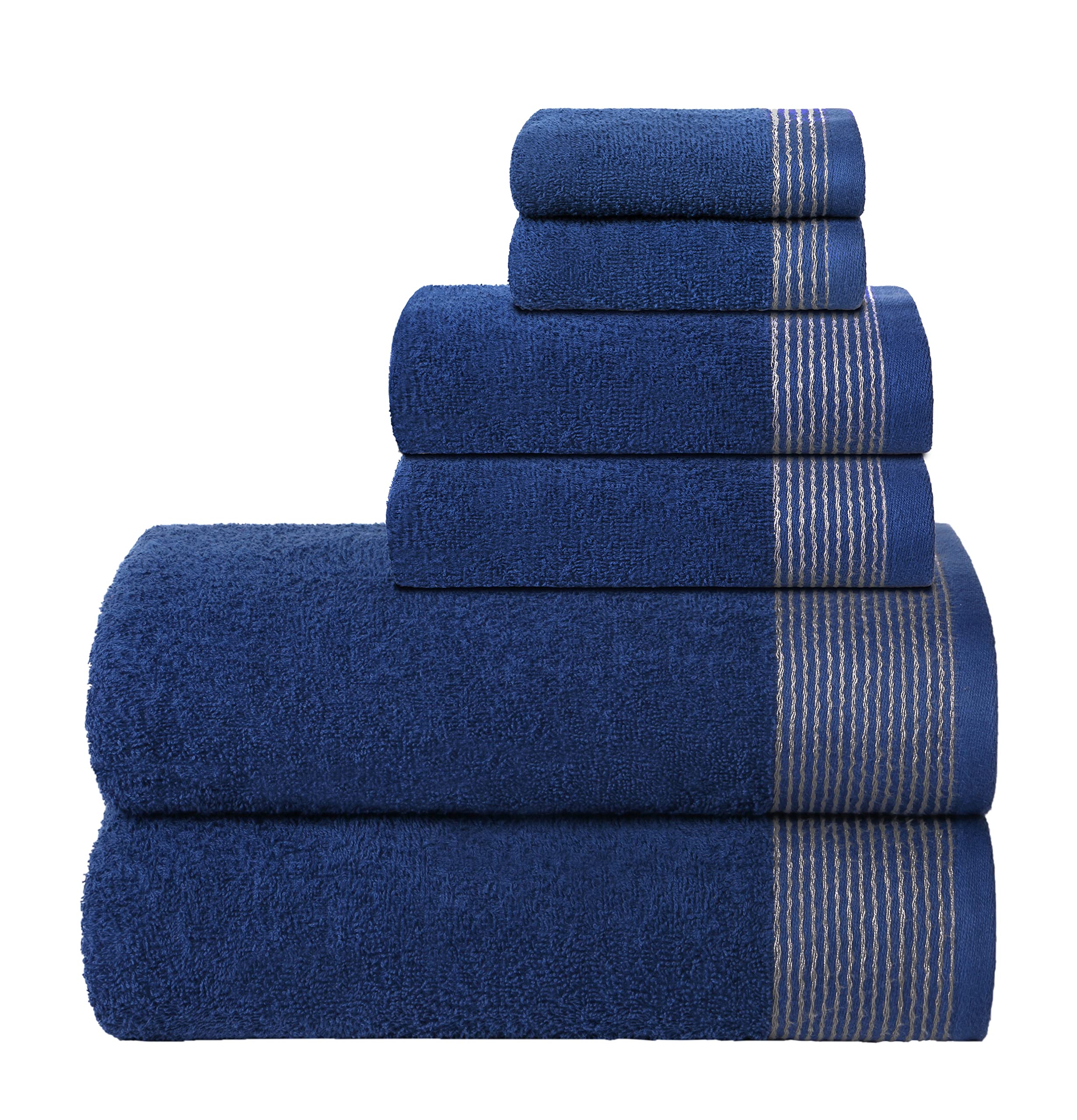 View 1 of ***MISSING PARTS***
Belizzi Home 100% Cotton Ultra Soft 6 Pack Towel Set, Contains 2 Bath Towels 28x55 inchs, 2 Hand Towels 16x24 inchs & 2 Washcloths 12x12 inchs, Compact Lightweight & Highly Absorbant - Navy Blue