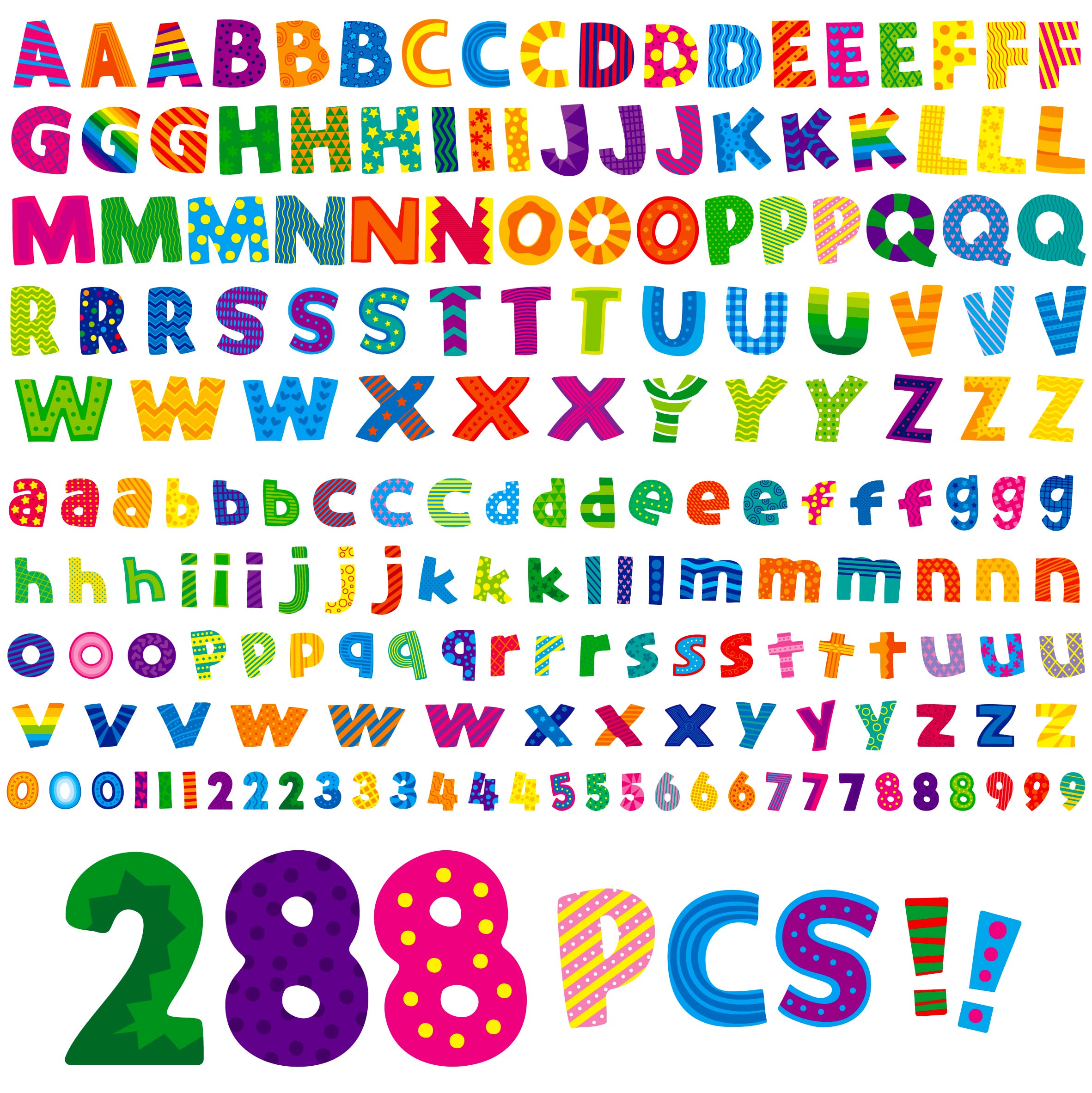 Photo 1 of 288 PCS Alphabet Combo Set, Bulletin Board Letters Including 78pcs Uppercase Letters, 78pcs Lowercase Letters, 30pcs 0-9 Numbers & Punctuation, Chalkboard Classroom Letters for Home School Room Decor