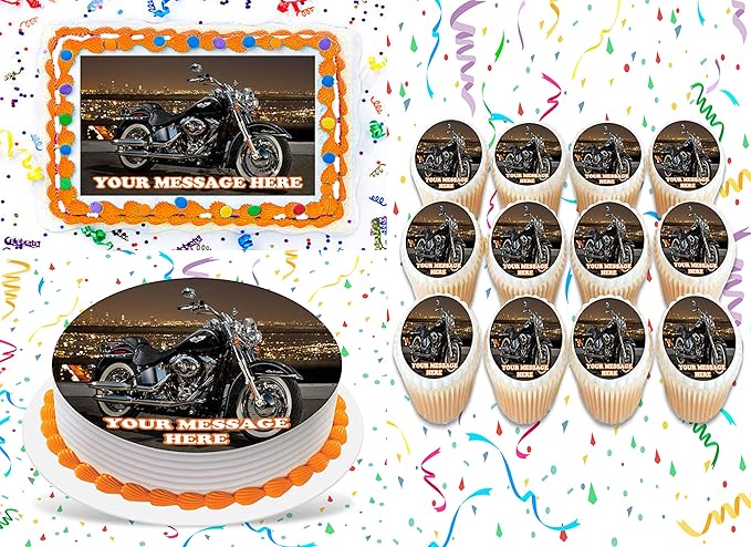 Cuisine Arts De La Table Figurines De Gateau Environ 32 Cm Glacage Comestible Cake Topper Anniversaire Harley Davidson Moto Personnalise 8 In