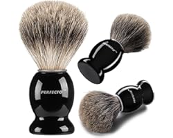 Perfecto 100% Pure Badger Shaving Brush-Black Handle- Engineered for The Best Shave of Your Life. for, Safety Razor, Double E