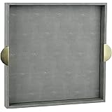 HofferRuffer Faux Leather Decorative Serving Tray, Elegant Coffee Table Tray, Ottoman Tray, Breakfast, Drinks, Liquor Serving