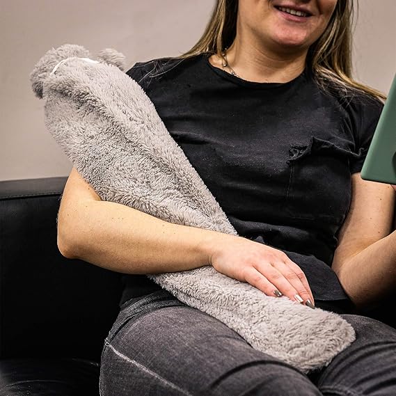 Long Hot Water Bottle 2L Rubber Water Bottle With Soft Fleece