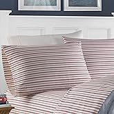 Nautica - Queen Sheets, Cotton Percale Bedding Set, Casual Home Decor (Coleridge Stripe Red, Queen)